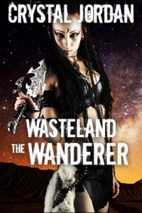 The Wanderer cover - a white woman with long black braided hair, a leather outfit, and carrying a sword